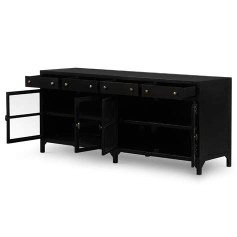 katren industrial matte black metal brass box cabinet|Katren Industrial Loft Black Metal Clear Tempered .